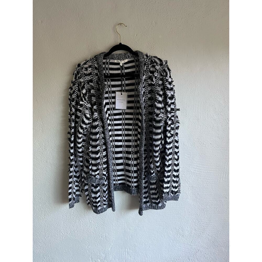 Anthropologie Endless Rose Woman Black/ White Open Front Cardigan, Size …
